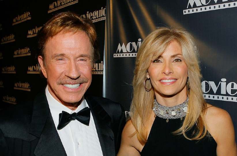 Chuck Norris looking happy with his beautiful wife, Gena