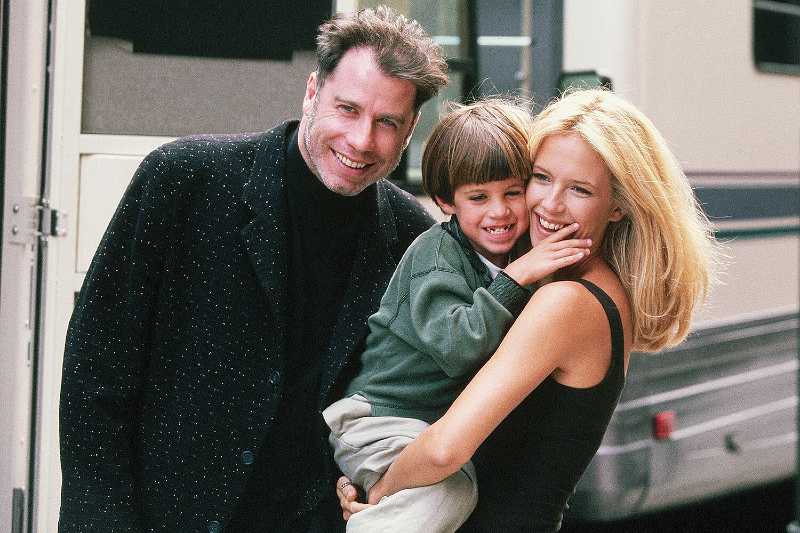 John Travolta with his late son and wife, Jett and Kelly