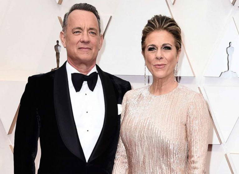 Tom Hanks smiling with his wife, Rita Wilson